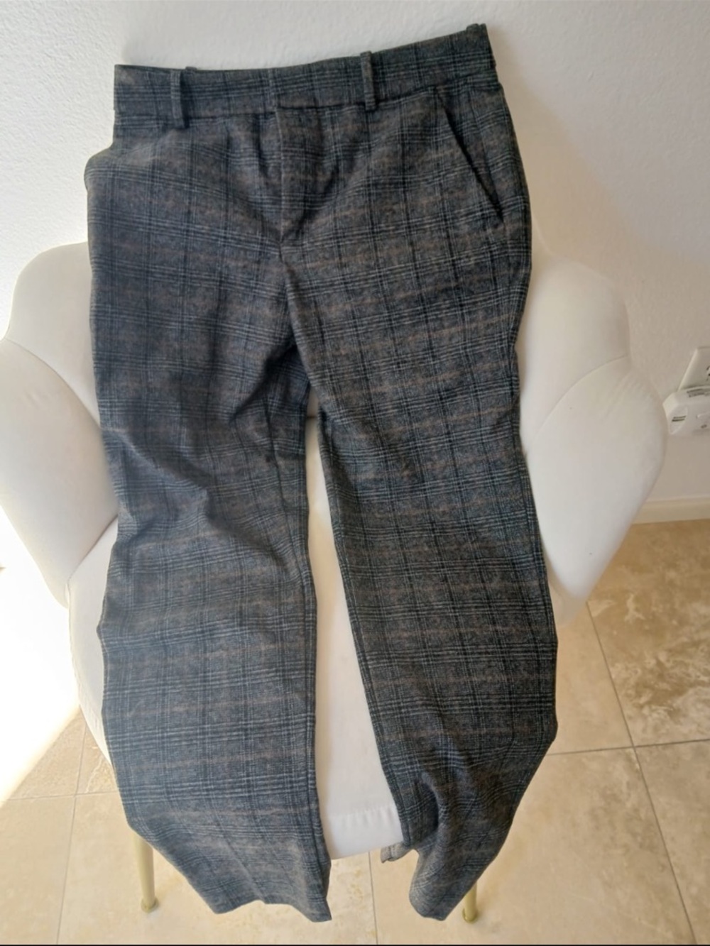 Men's Charcoal Plaid Dress Pants - Tailored Classic